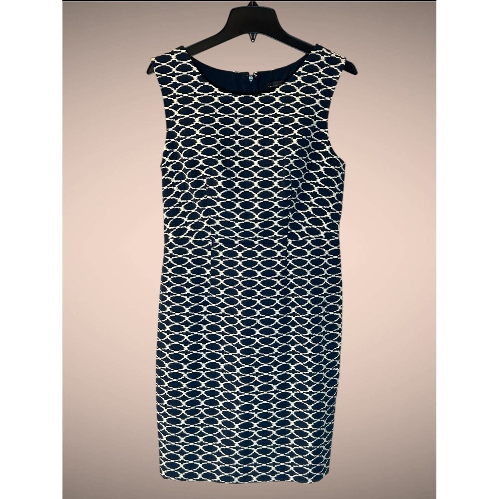 The Limited Sheath Dress Sleeveless Navy Blue White Patterned Career Size 6‎